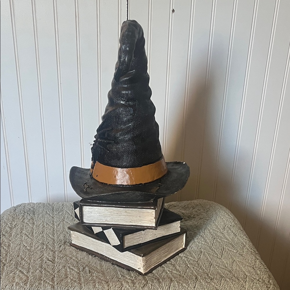 Black Witch Hat Figurine on Books Decor - Halloween - Picture 3 of 9